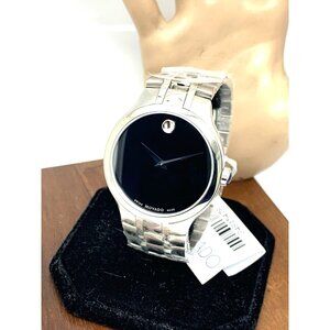 Movado Men's Watch 0606367 Museum Swiss Quartz Black Dial Silver Steel 39mm